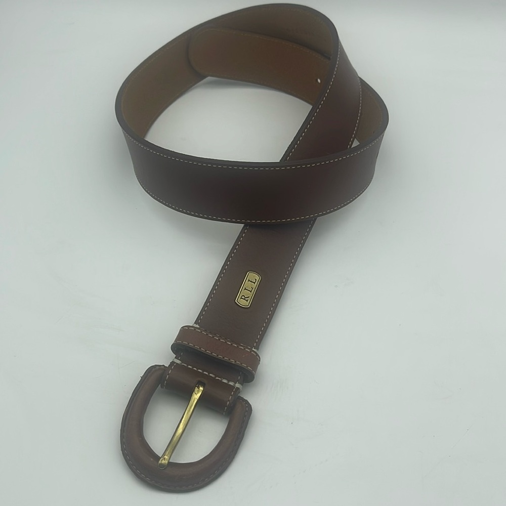 Lauren Ralph Lauren LRL Leather Belt & Buckle Stitching NWT Sz S